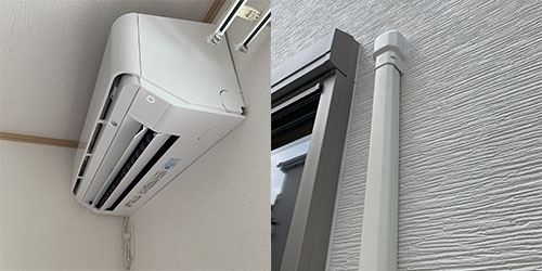 呉市内でエアコン取り付け工事室外配管カバーあり